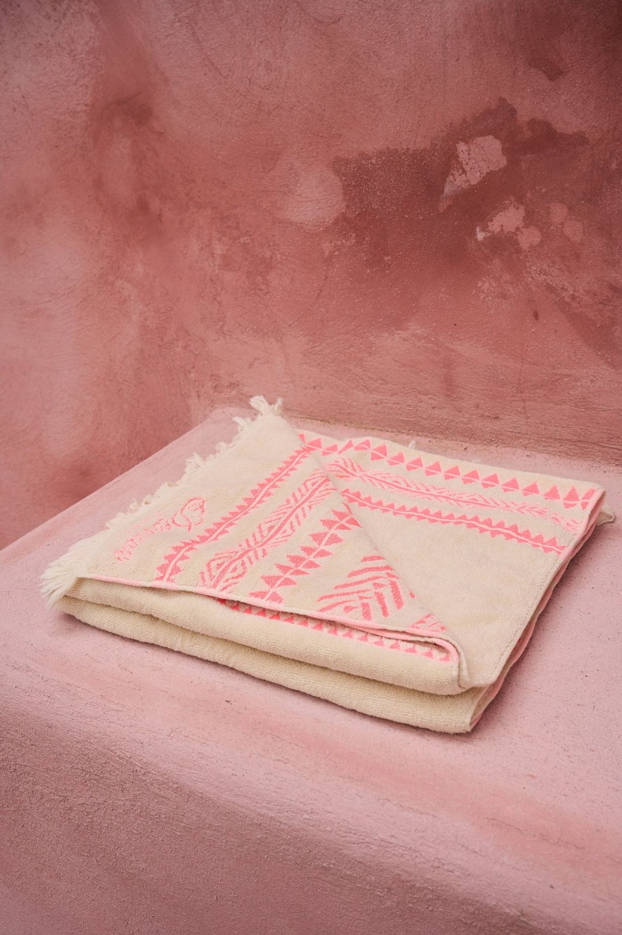 Devotion TWINS Beach Towel-N.Pink/Offwhite Best