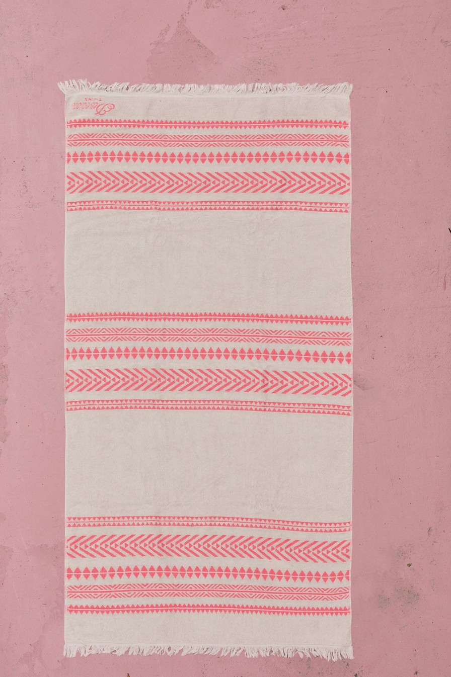 Devotion TWINS Beach Towel-N.Pink/Offwhite Best