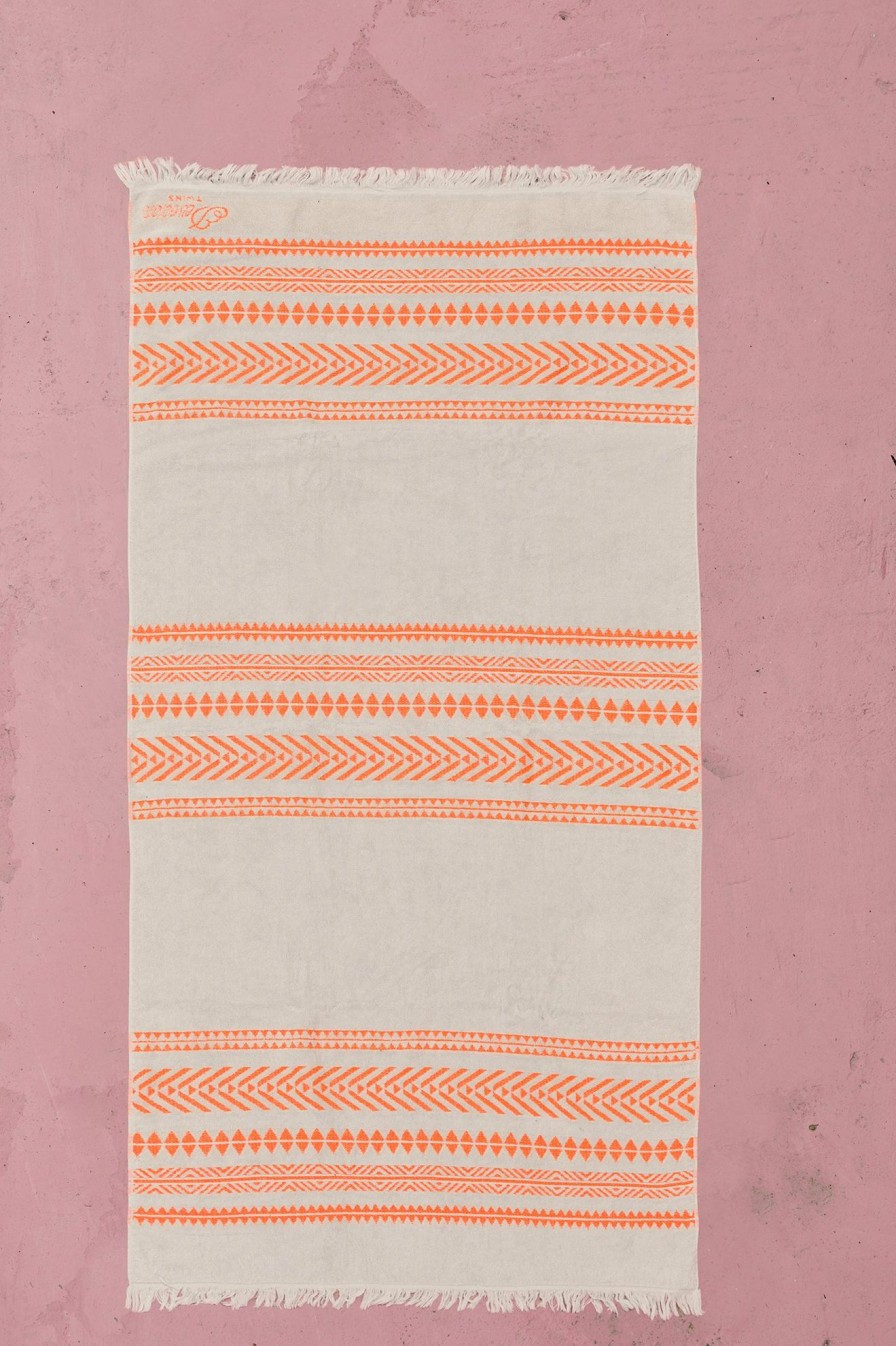 Devotion TWINS Beach Towel-N.Orange/Offwhite Clearance